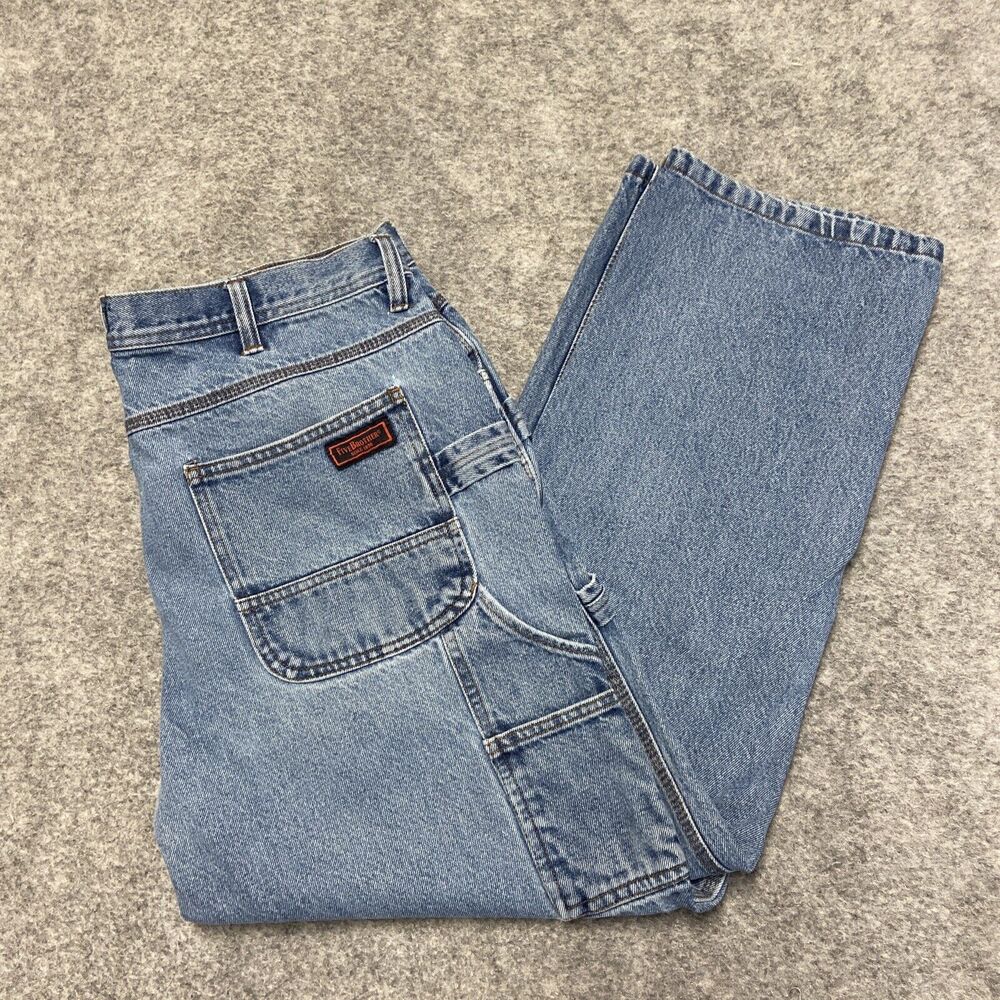 FIVEBROTHER Carpenter Straight Leg‎ Jeans Men's 38x30 Blue Denim *Ripped Pocket*